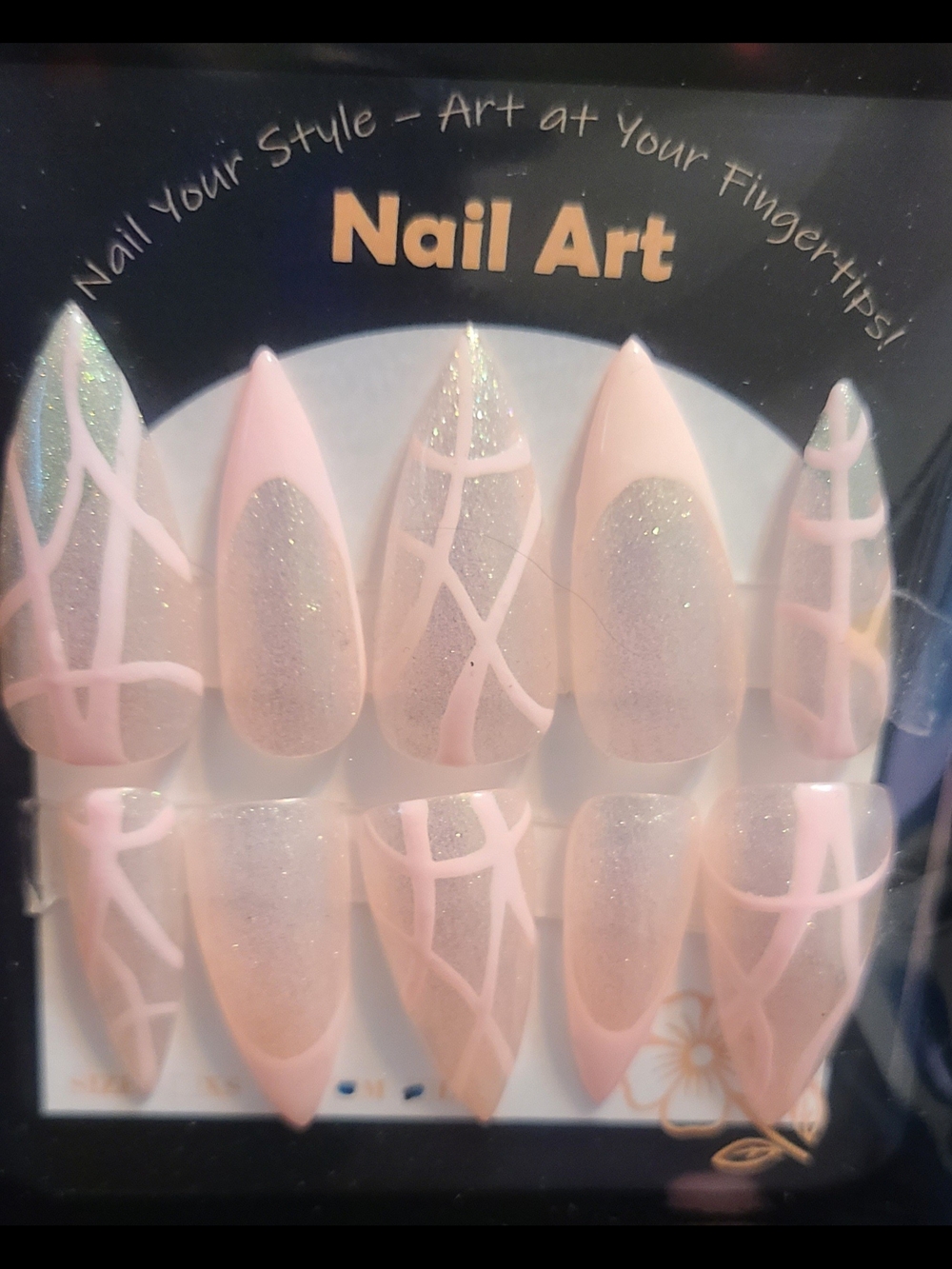Pink Glitter French Stiletto Press-On Nails